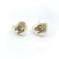 18K  Chanel Pearl Heart Earrings