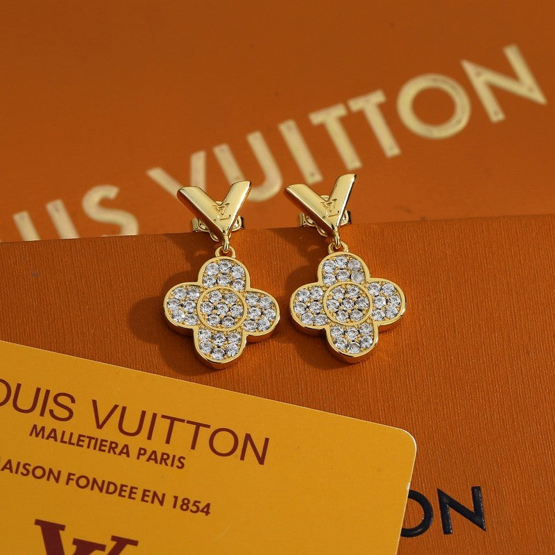 18K Louis Vuitton Diamond Flower Earrings