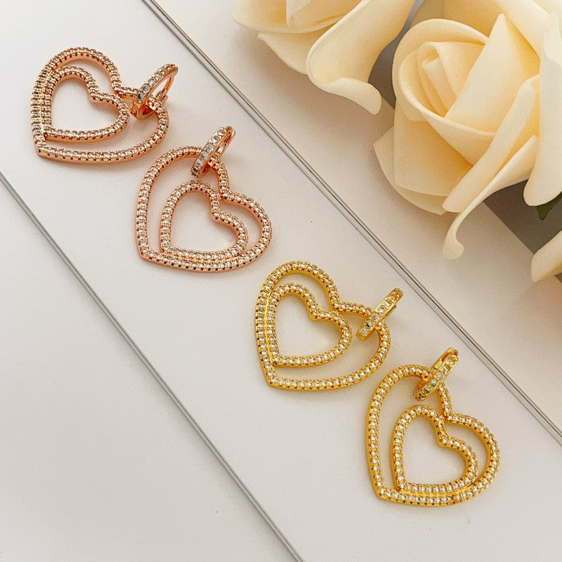 18K Tiffany Heart Diamond Earrings